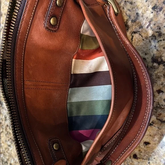 Coach Tan Leather Shoulder Bag with Brass Accents - Picture 6 of 8